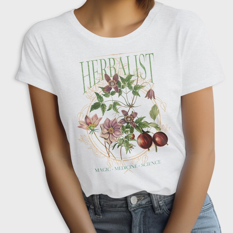 Flowers And Leaves Nature Cottagecore Herbology, Tricou Femei