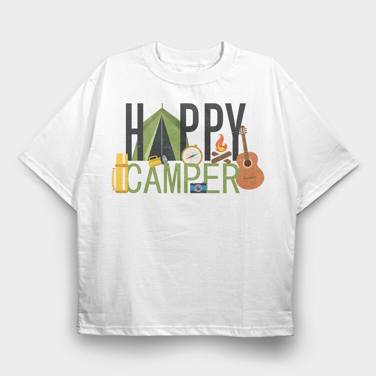Happy Camper Elements, Tricou Oversize Barbati (Unisex)