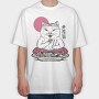 Cat Eating Sushi Sushi, Tricou Oversize Barbati (Unisex)