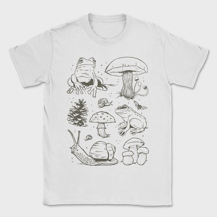 Handrawn Frogs Mushrooms, Tricou Barbati (Unisex)