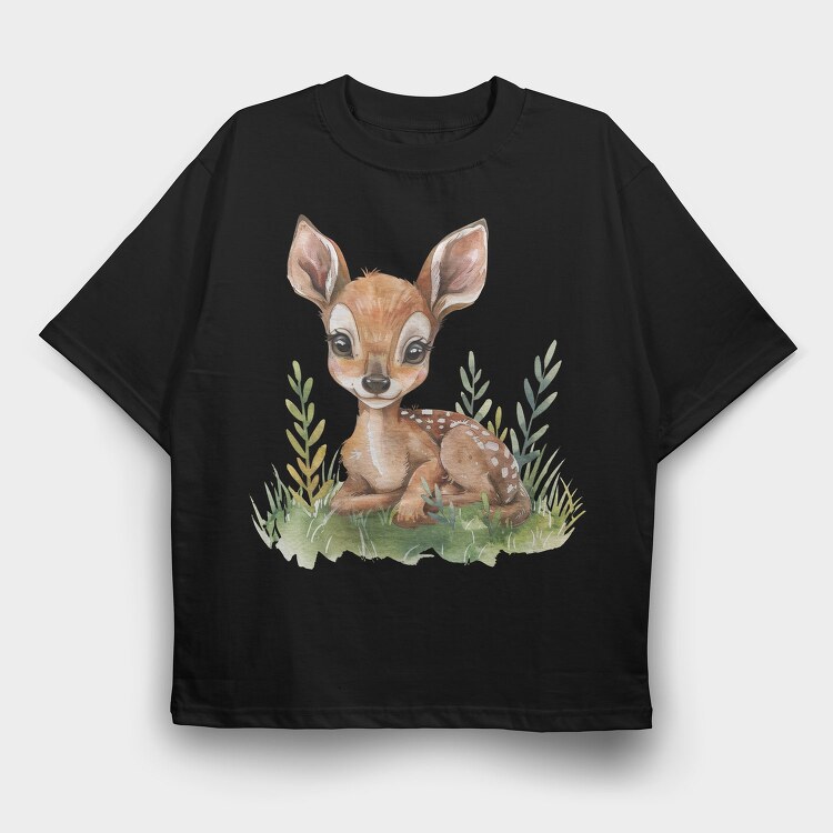 Bambi In Forest, Tricou Oversize Barbati (Unisex)