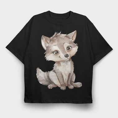 Baby Fox Sitting, Tricou Oversize Barbati (Unisex)
