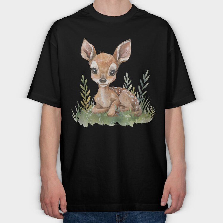 Bambi In Forest, Tricou Oversize Barbati (Unisex)