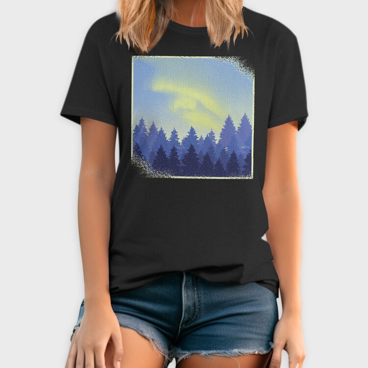 Aurora Borealis Landscape Winter Forests, Tricou Barbati (Unisex)