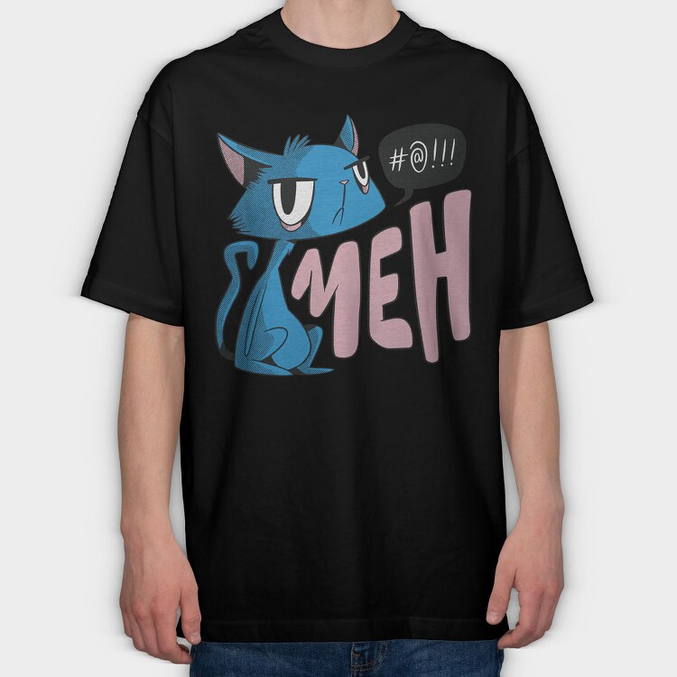 Unimpressed Cat Meh, Tricou Oversize Barbati (Unisex)