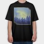 Aurora Borealis Landscape Winter Forests, Tricou Oversize Barbati (Unisex)
