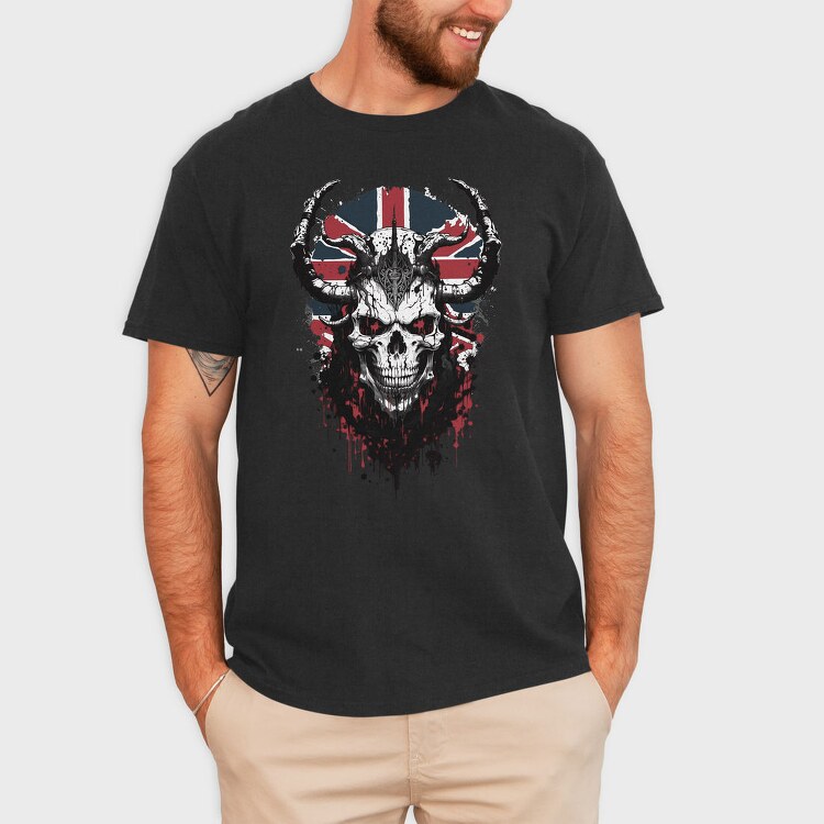 Union Jack Skull, Tricou Barbati (Unisex)