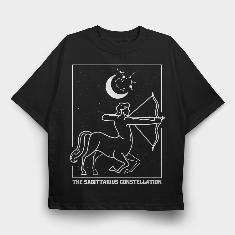 Sagittarius Zodiac Constellation, Tricou Oversize Barbati (Unisex)