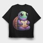 Cute Turtle Smile, Tricou Oversize Barbati (Unisex)