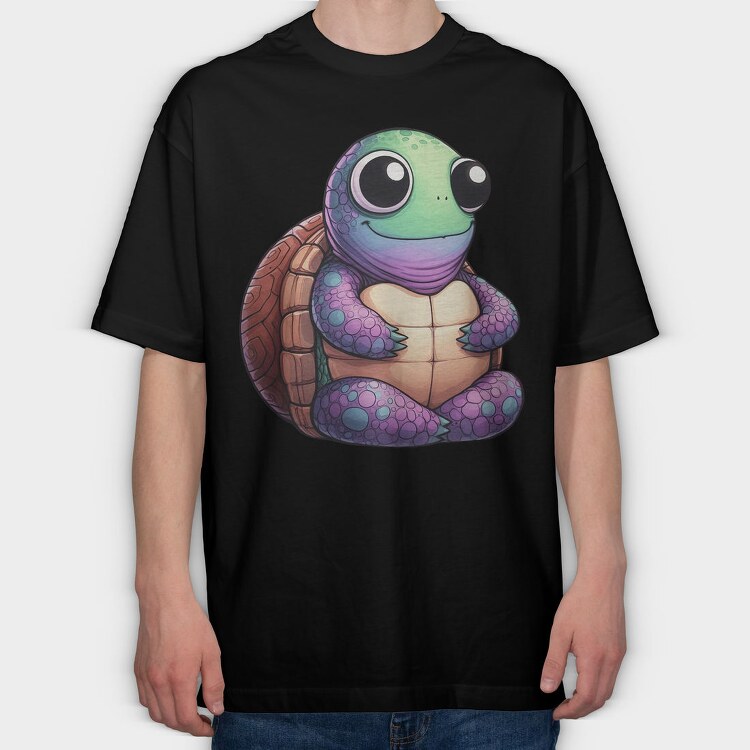 Cute Turtle Smile, Tricou Oversize Barbati (Unisex)