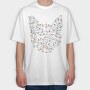 Cat Christmas Lights Silhouette With, Tricou Oversize Barbati (Unisex)