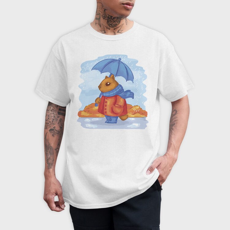Autumn Squirrel Rainy Watercolor, Tricou Barbati (Unisex)