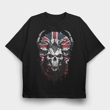 Union Jack Skull, Tricou Oversize Barbati (Unisex)