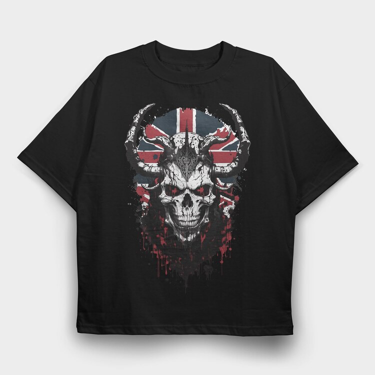 Union Jack Skull, Tricou Oversize Barbati (Unisex)