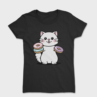 Cat And Donuts White Kitty, Tricou Femei