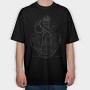 Sailing Anchor Illustration, Tricou Oversize Barbati (Unisex)