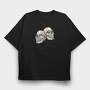 Grungy Skulls Halloween Emblem, Tricou Oversize Barbati (Unisex)