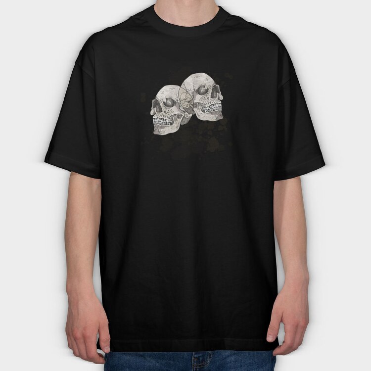 Grungy Skulls Halloween Emblem, Tricou Oversize Barbati (Unisex)