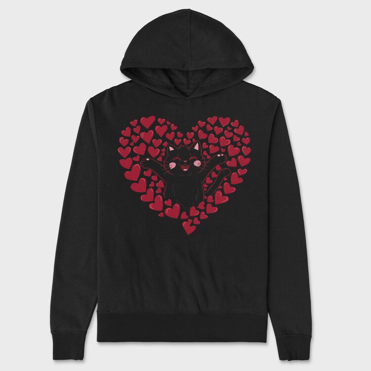 Cute Kitty Heart, Hanorac Oversize Barbati (Unisex)
