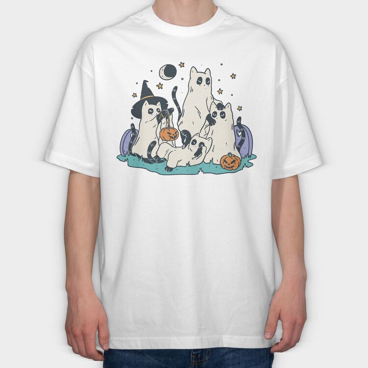 Halloween Cats, Tricou Oversize Barbati (Unisex)