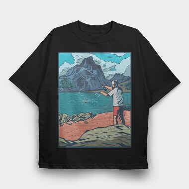 Fly Fisherman, Tricou Oversize Barbati (Unisex)