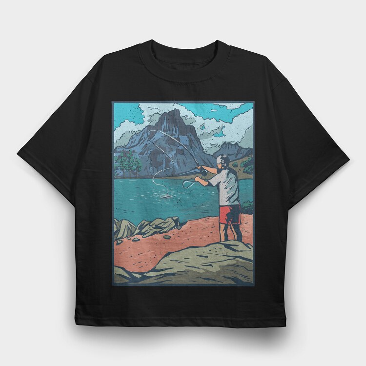Fly Fisherman, Tricou Oversize Barbati (Unisex)
