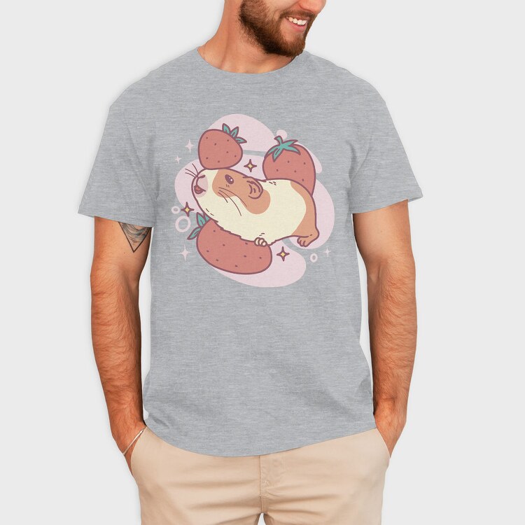 Guinea Pig And Strawberries Kawaii With, Tricou Barbati (Unisex)
