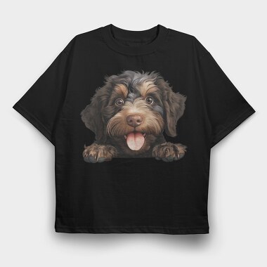 Barbet Peeking, Tricou Oversize Barbati (Unisex)