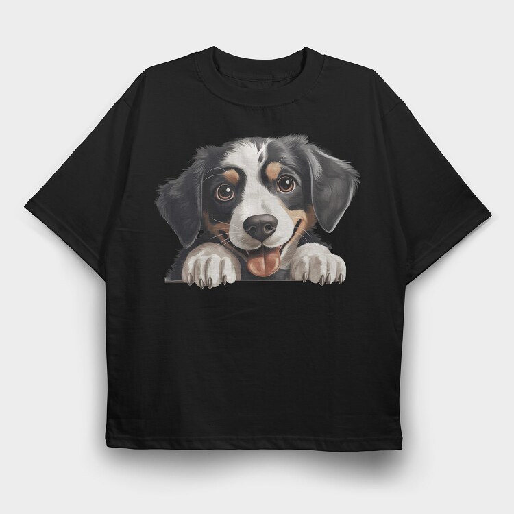 Appenzeller Sennenhund Peeking, Tricou Oversize Barbati (Unisex)
