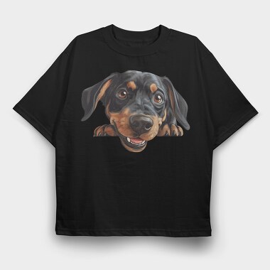 Austrian Black And Tan Hound, Tricou Oversize Barbati (Unisex)