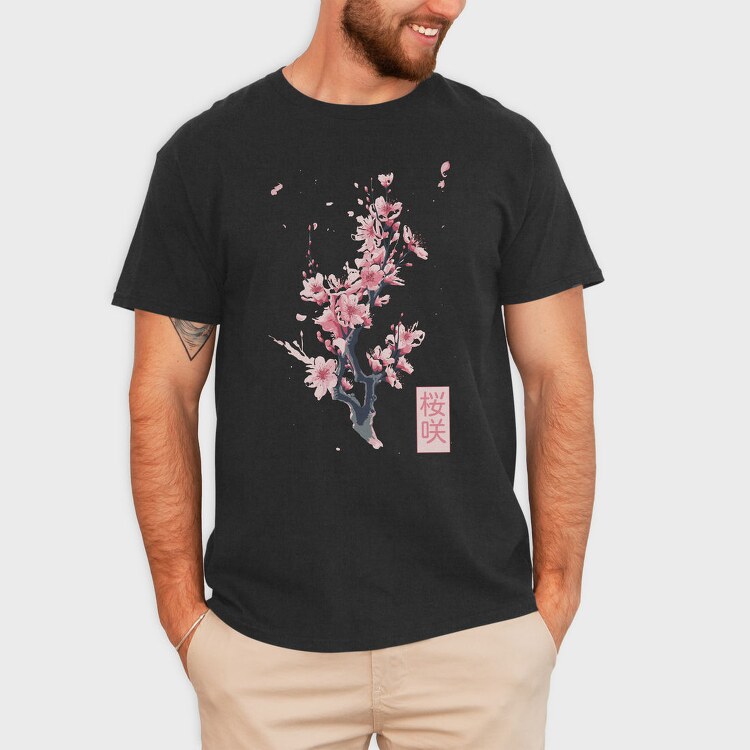 Sakura Branch Poster, Tricou Barbati (Unisex)
