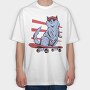 Cat In Skateboard Skate, Tricou Oversize Barbati (Unisex)