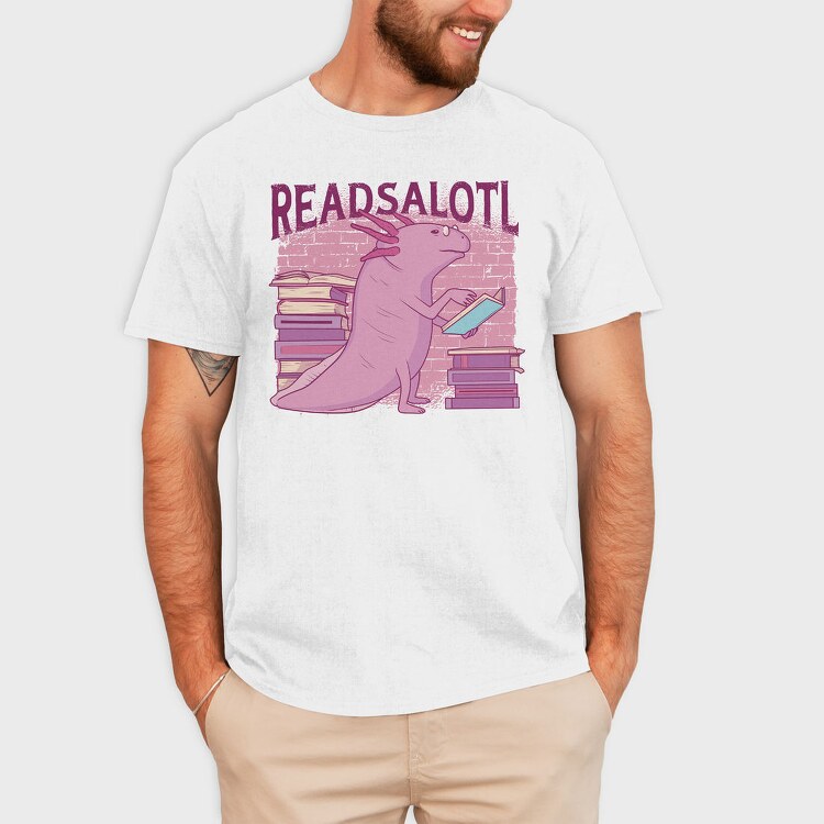 Axolotl Reading Books Readsalotl, Tricou Barbati (Unisex)