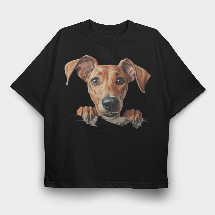 Azawakh Peeking, Tricou Oversize Barbati (Unisex)