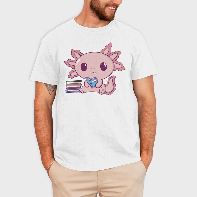 Axolotl Reading, Tricou Barbati (Unisex)