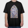 Cat In Church Window Style Py, Tricou Oversize Barbati (Unisex)