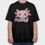Axolotl Reading, Tricou Oversize Barbati (Unisex)