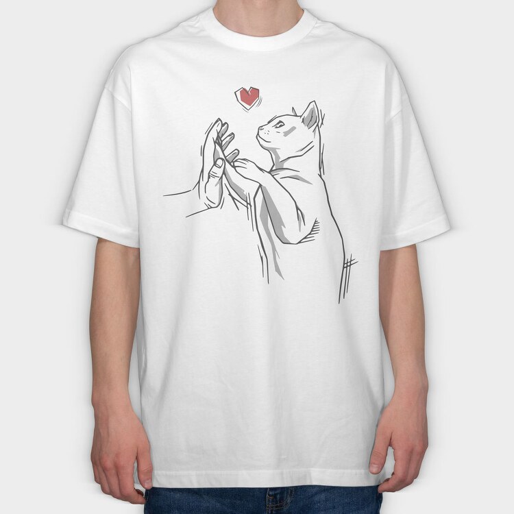 Cat Hand, Tricou Oversize Barbati (Unisex)