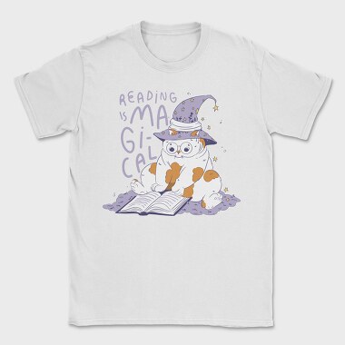 Cat Reading Magical Book, Tricou Barbati (Unisex)