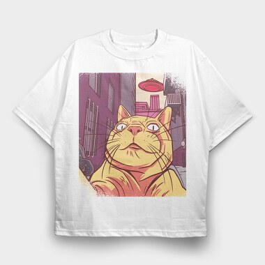 Cat Selfie Meme, Tricou Oversize Barbati (Unisex)