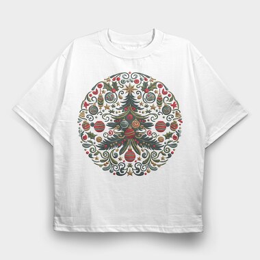 Decorative Christmas Tree Wreath, Tricou Oversize Barbati (Unisex)