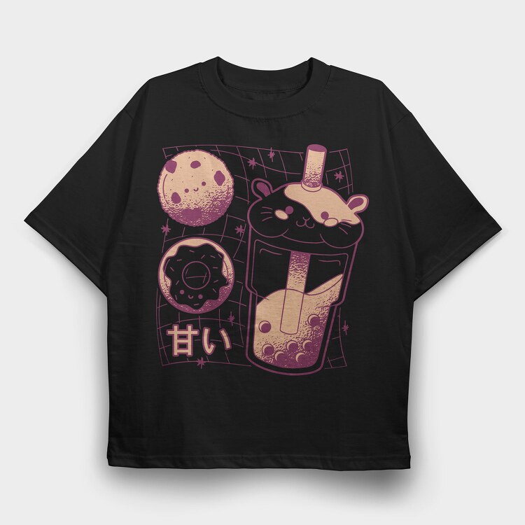 Guinea Pig Boba Tea Love, Tricou Oversize Barbati (Unisex)