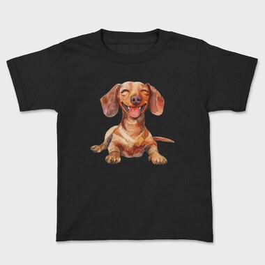Dachshund Smiling Face, Tricou Copii