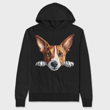 Basenji Peeking, Hanorac Oversize Barbati (Unisex)