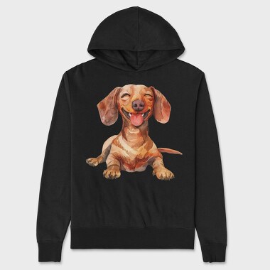 Dachshund Smiling Face, Hanorac Oversize Barbati (Unisex)