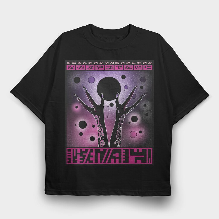 Cosmic Alien Hands With Planet Beings 08, Tricou Oversize Barbati (Unisex)