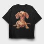 Dachshund Smiling Face, Tricou Oversize Barbati (Unisex)