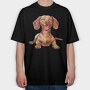 Dachshund Smiling Face, Tricou Oversize Barbati (Unisex)