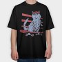 Cat In Skateboard Skate, Tricou Oversize Barbati (Unisex)