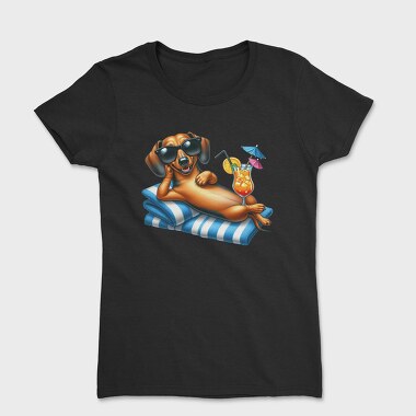 Dachshund Sunglasses Cocktail, Tricou Femei